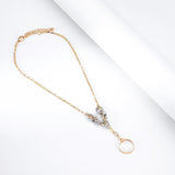 Sexy Chain Necklace Punk Exaggerated Sweater Chain Double Ring Pendant Necklace Men And Women Clavicle Chain