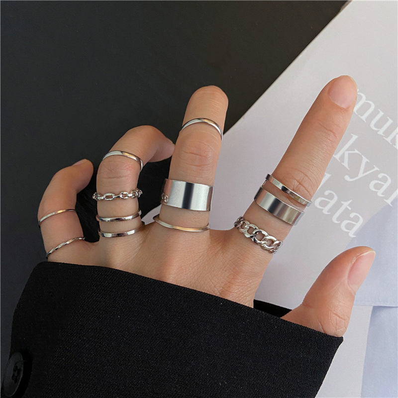 European And American Personality Punk Style Circle Smooth Tassel Chain Ring