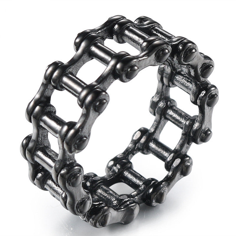 European And American Personality Men's Chain Titanium Steel Ring Retro Punk