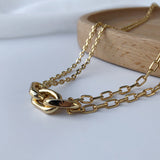 European And American Chain Necklace Female Multi-ring Double-layer Clavicle Chain