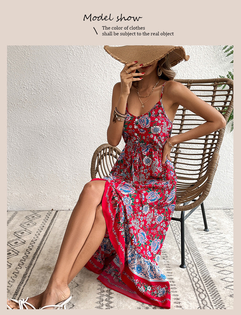 Printed Dress Sling Dress Women