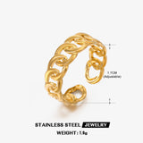 Stainless Steel Chain Ring European And American Stylish Opening Adjustable Gold-plated Titanium Steel Ring