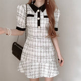 Plaid Mosaic Waist Dress Women