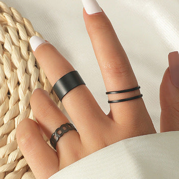 European And American Personality Punk Style Circle Smooth Tassel Chain Ring