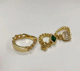 European And American Retro Chain Emerald Ring Metal Cold Wind