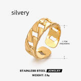 Stainless Steel Chain Ring European And American Stylish Opening Adjustable Gold-plated Titanium Steel Ring