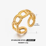 Stainless Steel Chain Ring European And American Stylish Opening Adjustable Gold-plated Titanium Steel Ring