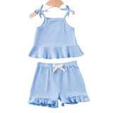 Baby Girls' Sling Suit Solid Color Shorts Casual Wear