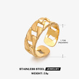 Stainless Steel Chain Ring European And American Stylish Opening Adjustable Gold-plated Titanium Steel Ring