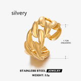 Stainless Steel Chain Ring European And American Stylish Opening Adjustable Gold-plated Titanium Steel Ring