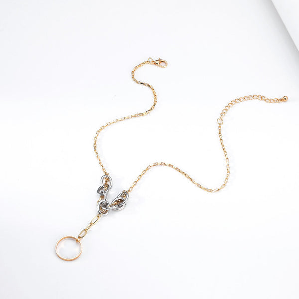 Sexy Chain Necklace Punk Exaggerated Sweater Chain Double Ring Pendant Necklace Men And Women Clavicle Chain