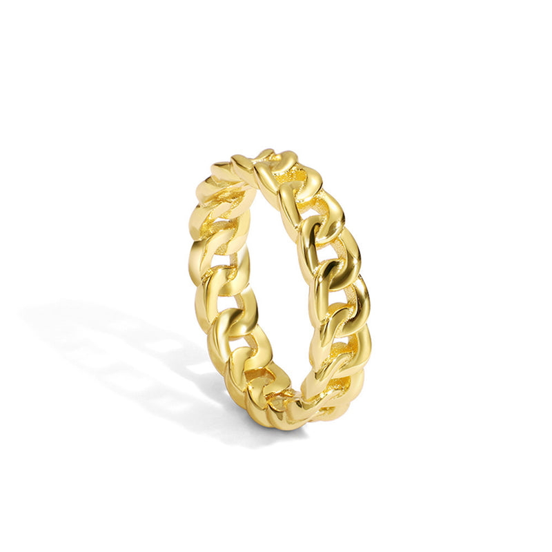 European And American Metal Gold Rope Ring Geometric Wind Twist Chain